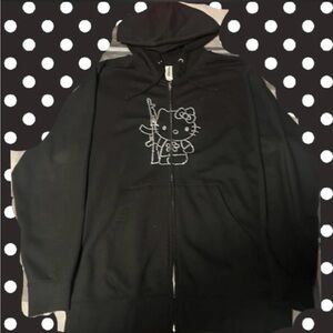 Hello Kitty Black Hoodie Cardigan